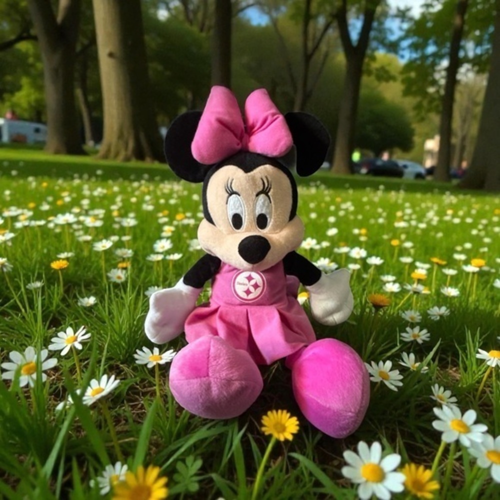 Disney Minnie Mouse Steelers Football Cheerleader Pink Plush Mouse Toy Kids